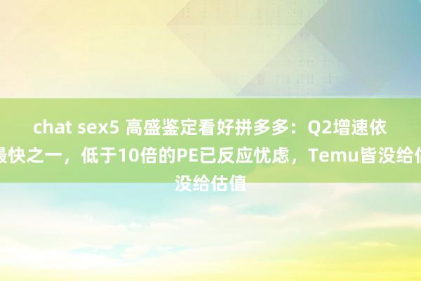 chat sex5 高盛鉴定看好拼多多：Q2增速依旧最快之一，低于10倍的PE已反应忧虑，Temu皆没给估值