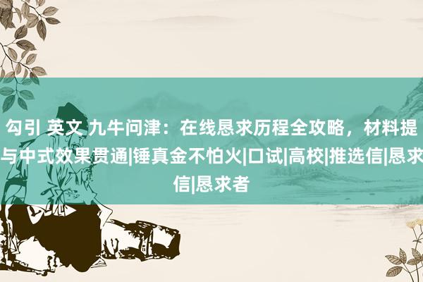 勾引 英文 九牛问津：在线恳求历程全攻略，材料提交与中式效果贯通|锤真金不怕火|口试|高校|推选信|恳求者