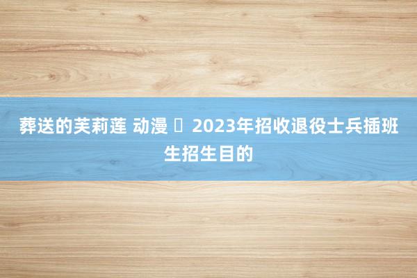 葬送的芙莉莲 动漫 ​2023年招收退役士兵插班生招生目的