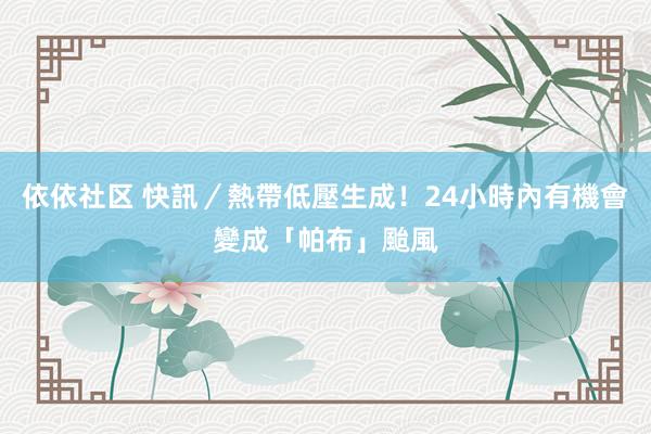 依依社区 快訊／熱帶低壓生成！24小時內有機會變成「帕布」颱風